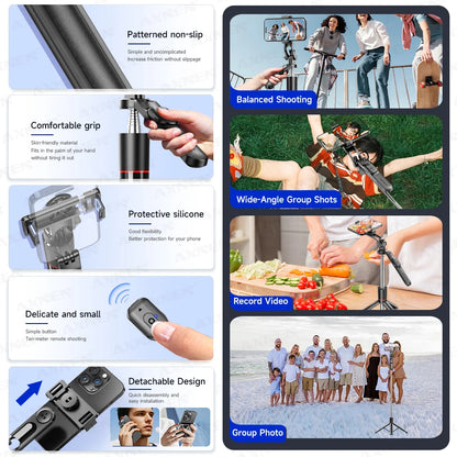 F16 Bastão de Selfie Tripé com 1708mm de Comprimento, 8 Seções, Controle Remoto Bluetooth, Rotação 360°, Interface 1/4 para Câmera de Smartphone e Vlog