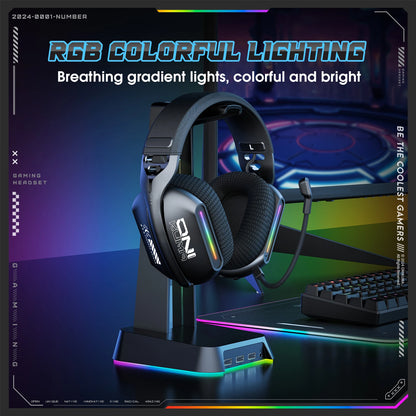 Headset Gamer Onikuma GT808 - Sem Fio, RGB e Três Modos com Microfone