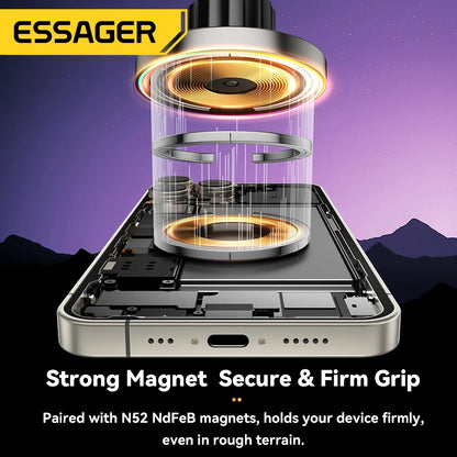 Carregador Veicular Magnético Essager 15W com Suporte Ajustável 360°