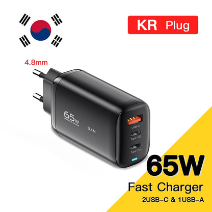 Carregador Essager 65W GaN USB Type C - Carregamento Rápido para Laptops e Smartphones