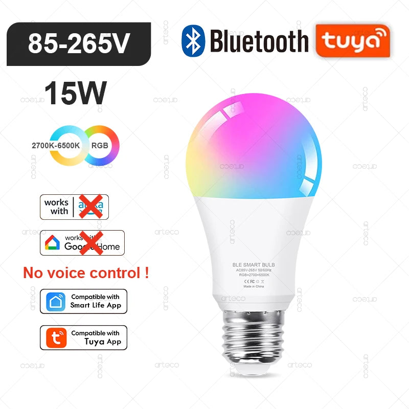 Lâmpada Inteligente Tuya E27 E14 GU10 WiFi Zigbee Bluetooth - LED Dimmable RGB 2700-6500K