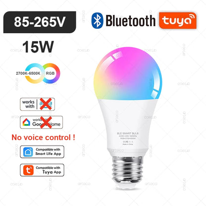 Lâmpada Inteligente Tuya E27 E14 GU10 WiFi Zigbee Bluetooth - LED Dimmable RGB 2700-6500K