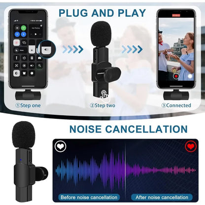 Microfone Lavalier Sem Fio para iPhone e iPad - Ideal para Gravações e Transmissões ao Vivo