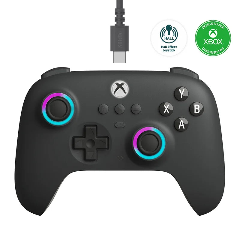 Controle Gamer 8BitDo Ultimate C com Fio para Xbox - Iluminação RGB e Joysticks com Efeito Hall