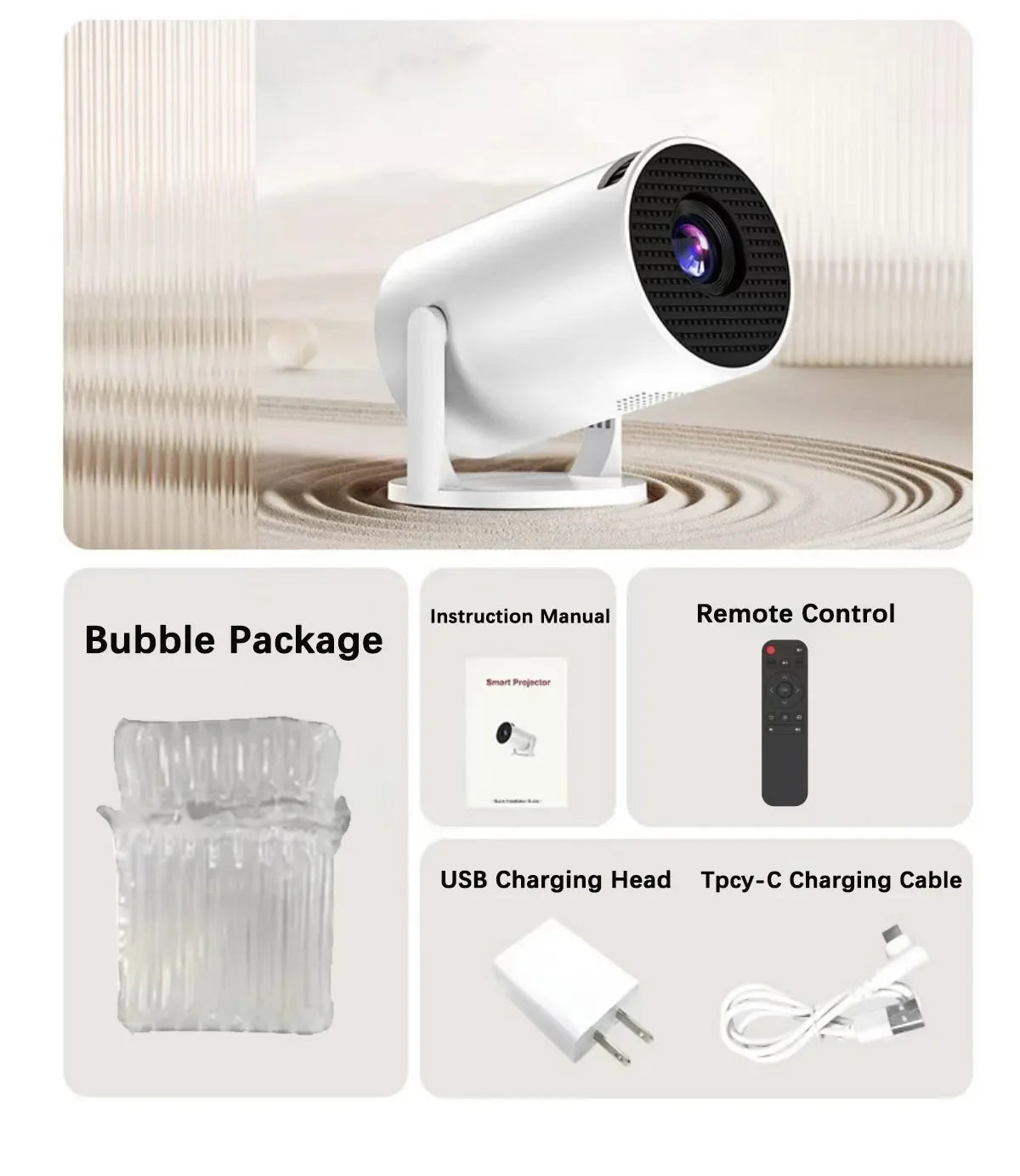 Projetor Portátil 4K Ultra HD 2025 HY300 - Android 11 e Bluetooth 5.4