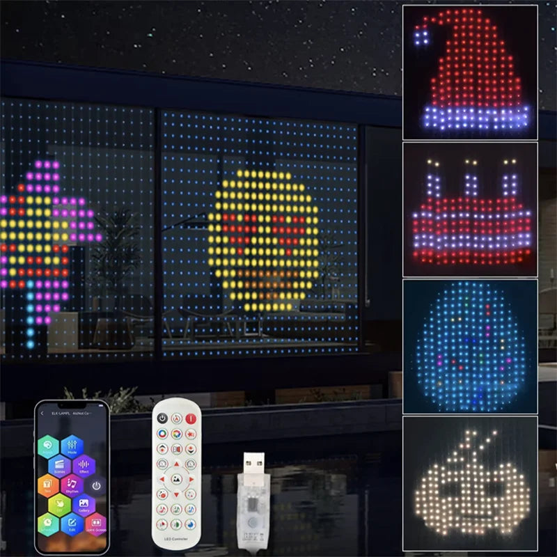 Luzes de Cortina Inteligentes 400 LEDs com Controle via App Bluetooth