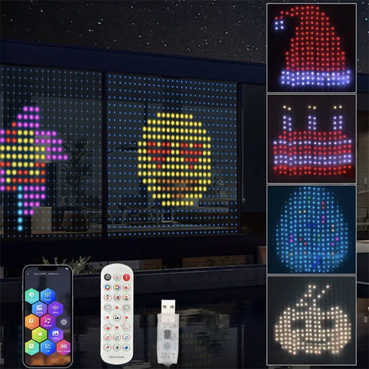 Luzes de Cortina Inteligentes 400 LEDs com Controle via App Bluetooth