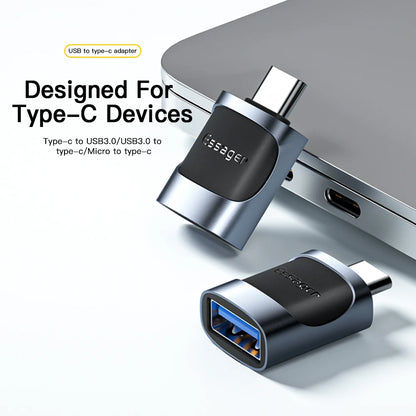 Adaptador OTG Essager USB 3.0 para Type-C - Conector USB A Masculino para Micro USB Type-C Feminino