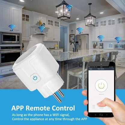 Tomada Inteligente Wi-Fi TUYA 16A/20A com Monitoramento de Energia e Controle por Voz
