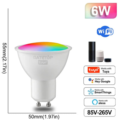 Lâmpada Inteligente RGB Dimmable Tuya - Conectividade Wi-Fi e Compatível com Alexa e Google Home