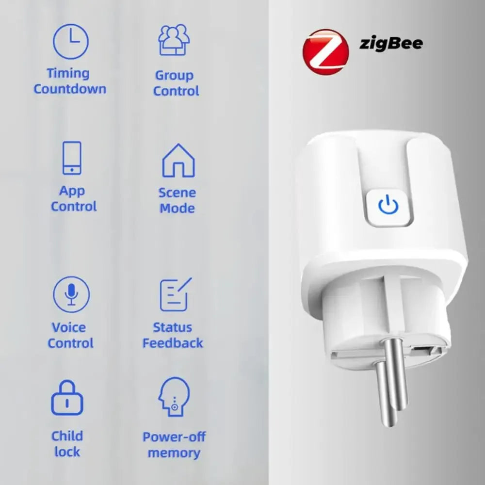 Tomada Inteligente Tuya Zigbee 20A com Monitoramento de Energia e Controle por Voz