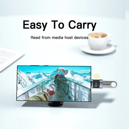 Adaptador OTG Essager USB 3.0 para Type-C - Conector USB A Masculino para Micro USB Type-C Feminino