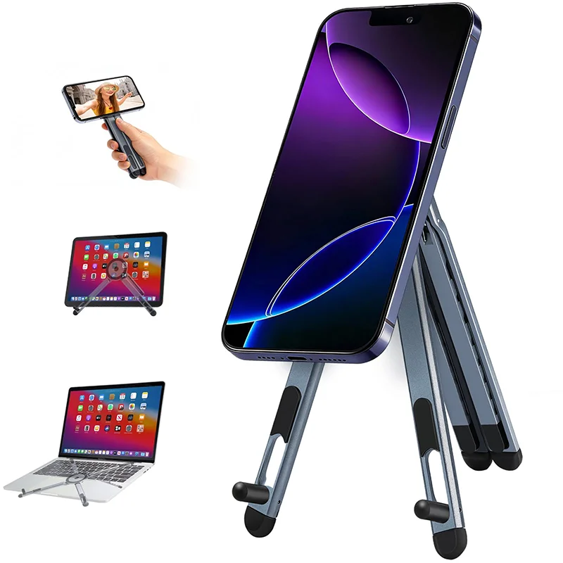 Suporte Magnético Ajustável em Liga de Alumínio - 3 em 1 para Celular, Tablet e Laptop