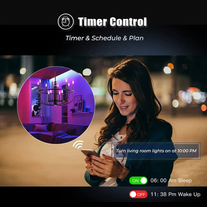 Lâmpada Inteligente Tuya Wifi E14 com Controle pelo App - LED RGB+CW Dimerizável