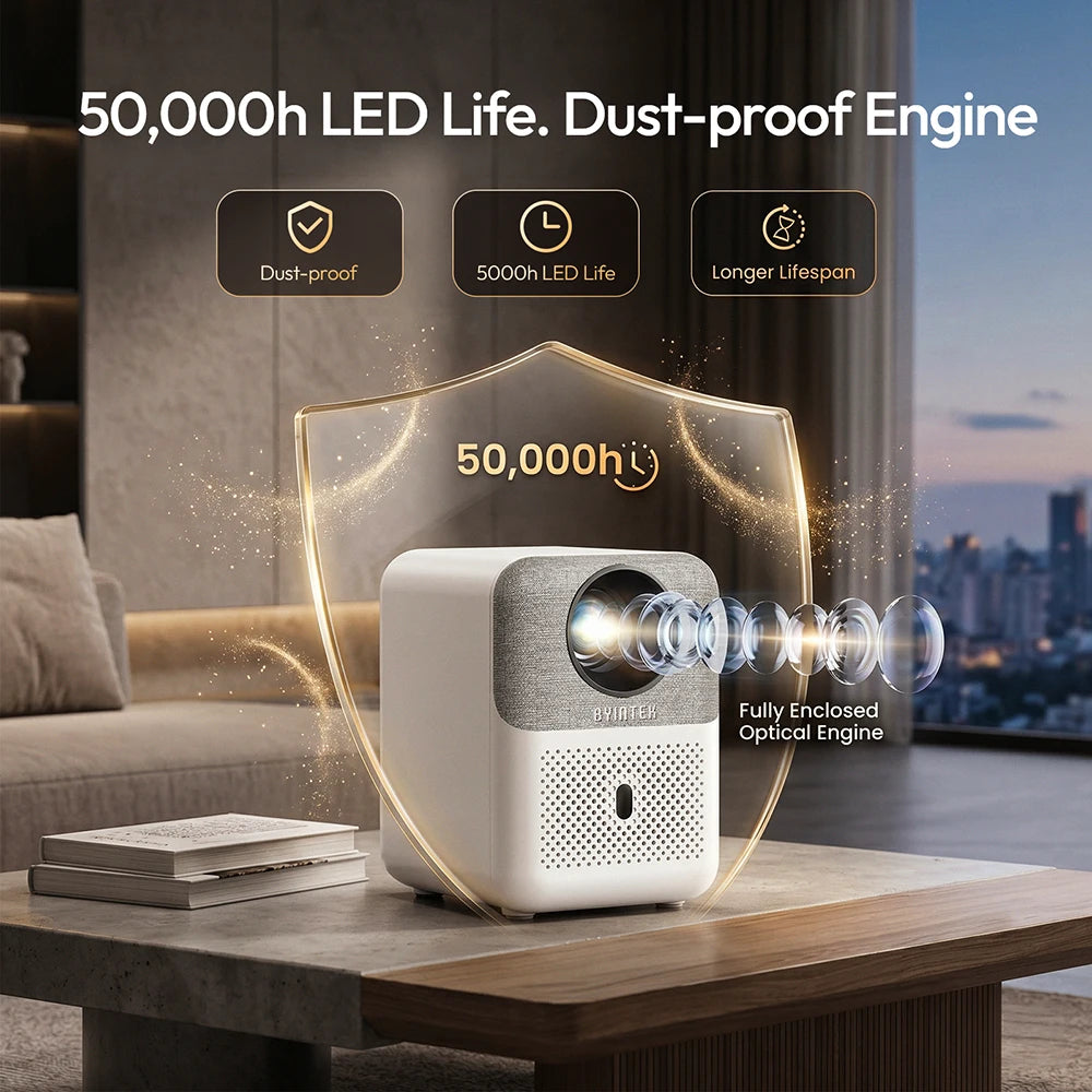 Projetor BYINTEK LOVE U4 4K Smart - Mini Home Theater com Android e WIFI