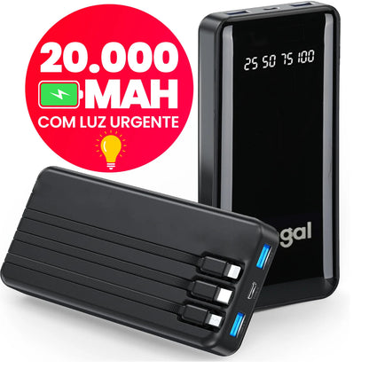 Power Bank 20000mAh com Lanterna Portátil - Design Favos de Mel