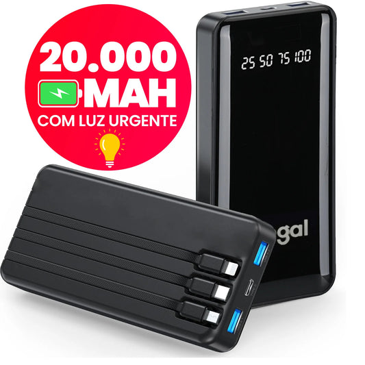 Power Bank 20000mAh com Lanterna Portátil - Design Favos de Mel