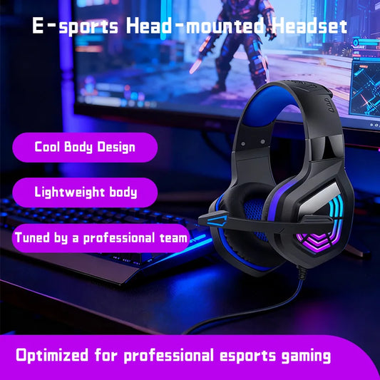 Headset Gamer G7 com Luz LED - Fone de Ouvido USB Stereo com Microfone com Redução de Ruído