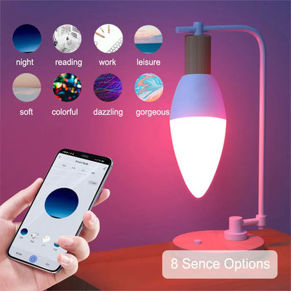 Lâmpada LED Inteligente Tuya E14 - Controle por Voz e App