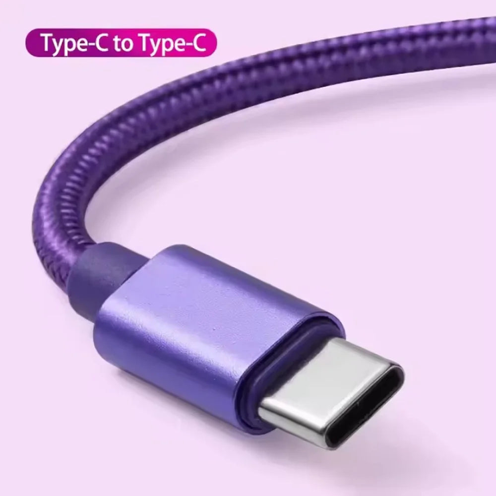 Cabo USB-C para USB-C Trançado em Nylon 66W - Carregamento Rápido