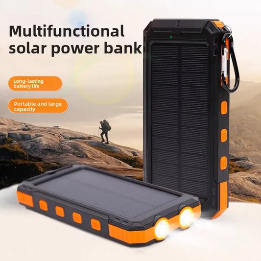 Carregador Portátil Solar à Prova d'Água com Luz de Camping para Aventura e Emergências