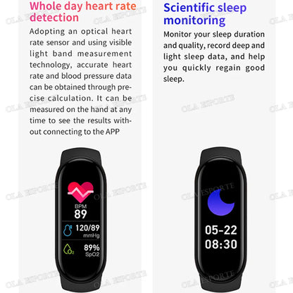 Smartwatch M7 - Monitor de Frequência Cardíaca e Pressão Arterial