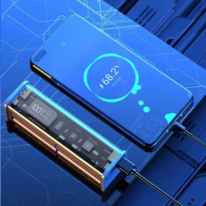 Carregador de Bateria DIY 22.5W - Caixa Transparente com Carregamento Rápido PD para 8 Baterias 18650 de Polímero 20000mAh