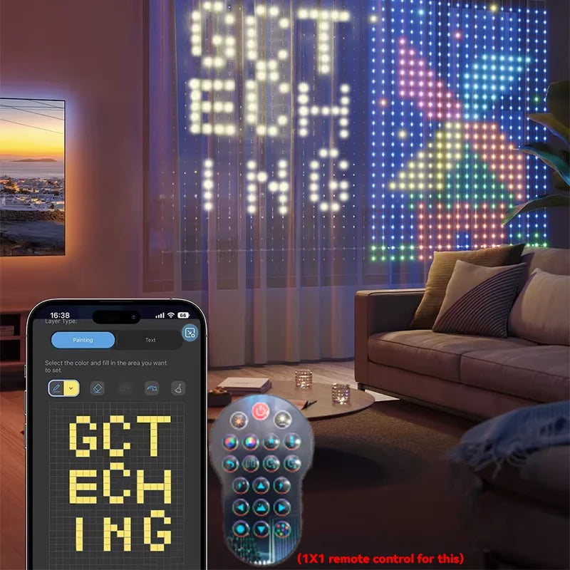 Luzes de Cortina Inteligentes 400 LEDs com Controle via App Bluetooth