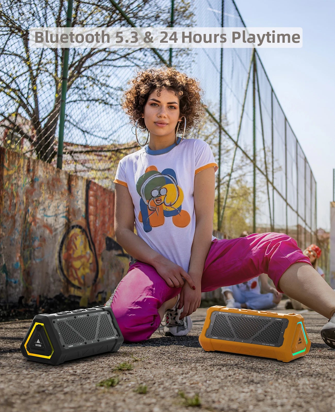 Caixa de Som Bluetooth MLOVE P3 - Potência de 40W, Som Estéreo, IPX7 à Prova d'Água