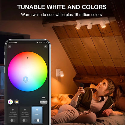 Lâmpada Inteligente LED GU10 Zigbee/WiFi RGB CW WW - Compatível com Alexa e Google