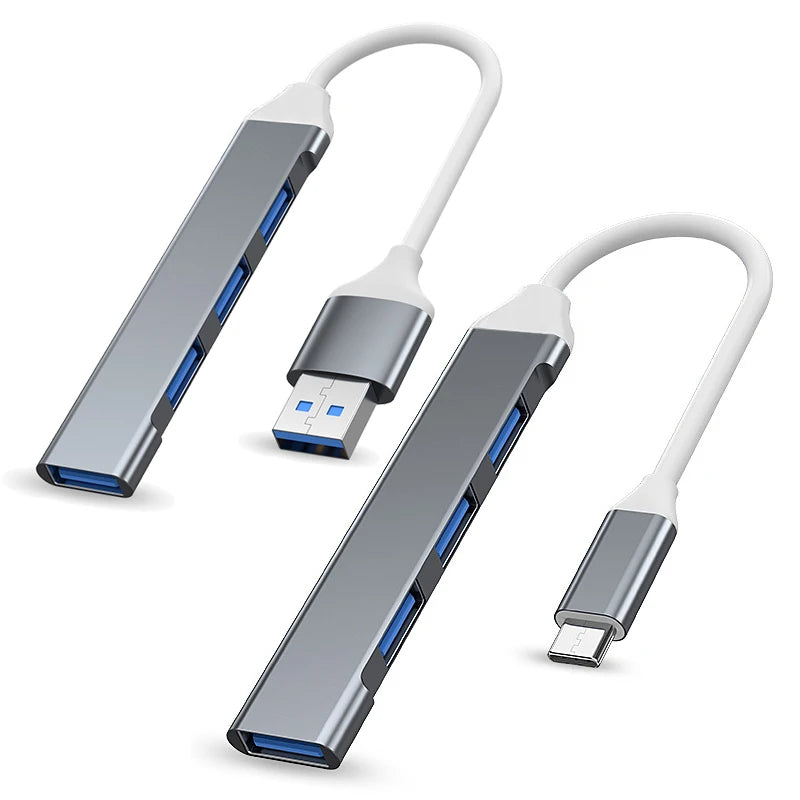 Hub USB 3.0 Type C - Adaptador Multi Splitter com 4 Portas