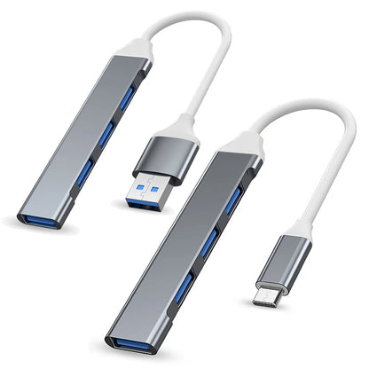Hub USB 3.0 Type C - Adaptador Multi Splitter com 4 Portas