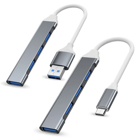Hub USB 3.0 Type C - Adaptador Multi Splitter com 4 Portas