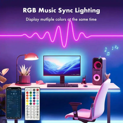 Fita de LED Neon RGB à Prova D'Água 30M DC24V com Sincronização Musical e Controle por App/Controle Remoto
