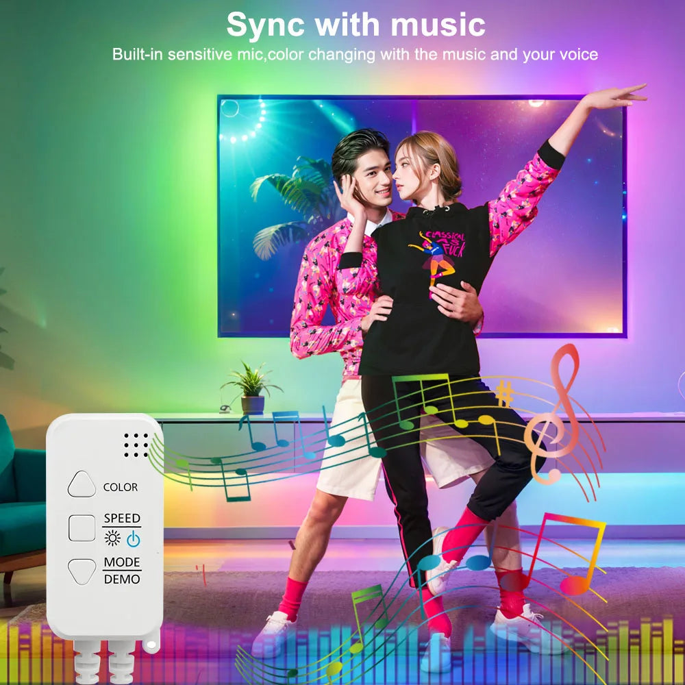 Fita de LED RGB Endereçável WS2811 IC COB com Controle APP Tuya