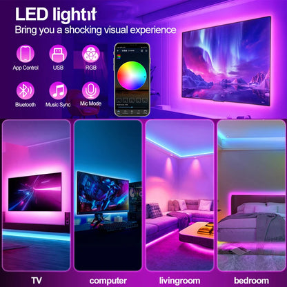 Fita de LED Tuya WiFi RGB 5050 - Iluminação Inteligente para Ambientes