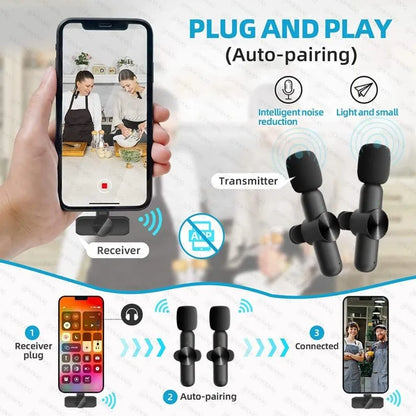 Microfone Lavalier Sem Fio para iPhone e iPad - Ideal para Gravações e Transmissões ao Vivo