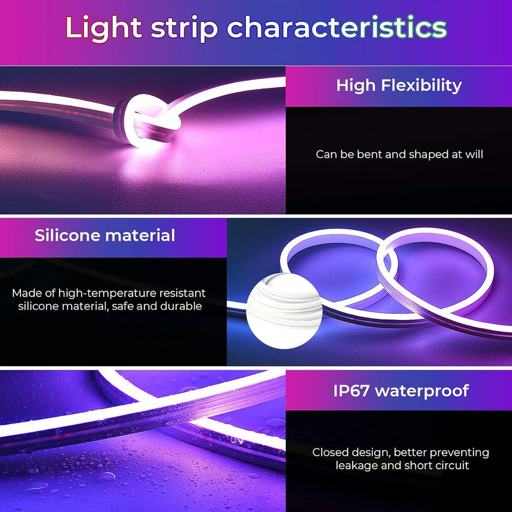 Fita de LED Neon RGB WiFi Homekit - 1m, 2m, 3m e 5m