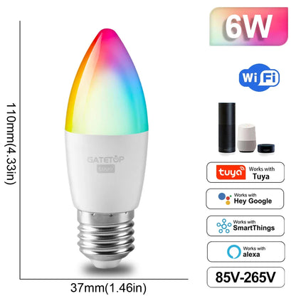 Lâmpada Inteligente RGB Dimmable Tuya - Conectividade Wi-Fi e Compatível com Alexa e Google Home