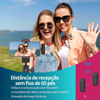 Microfone Lavalier Sem Fio Ulanzi J12 - Captura de Áudio Profissional para Smartphone