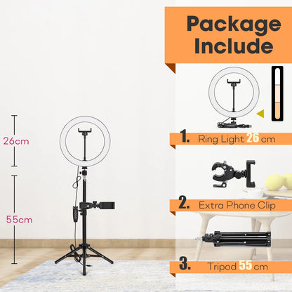 Tripé com Luz de Anel LED para Câmera e Smartphone - Iluminação Perfeita para Suas Fotos e Vídeos