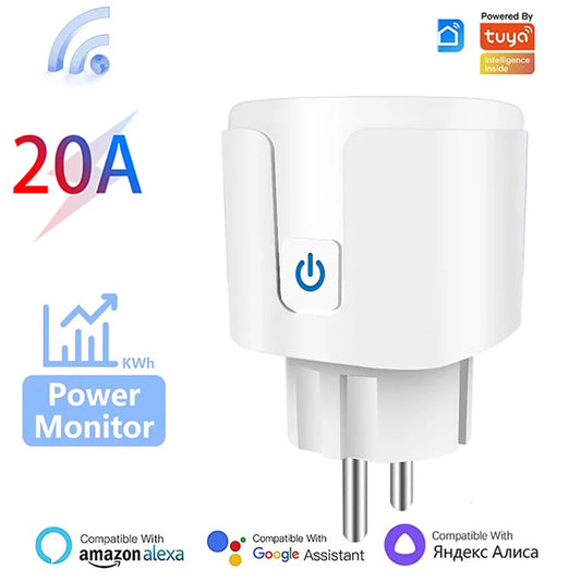 Tomada Inteligente Wi-Fi TUYA 16A/20A com Monitoramento de Energia e Controle por Voz