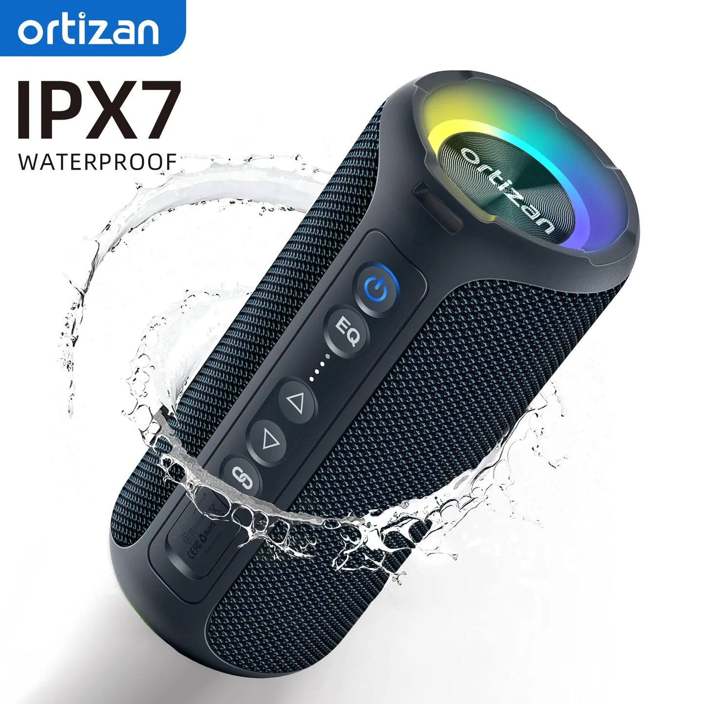 Caixa de Som Ortizan Bluetooth 40W com Bass Potente - À Prova d'Água IP7