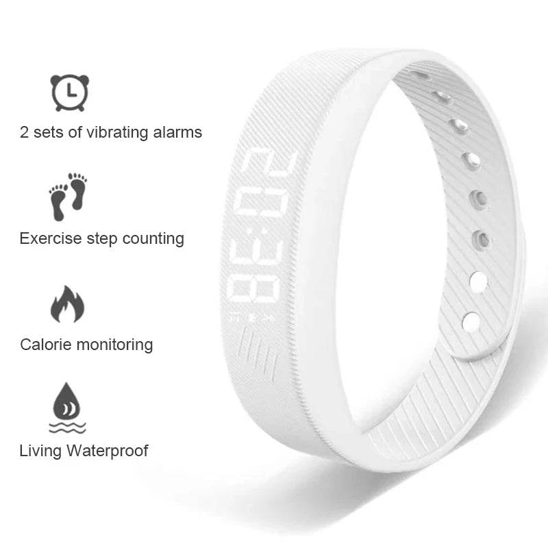 Pulseira Inteligente LED Digital à Prova D'Água com Monitor de Corrida e Alarme Vibratório