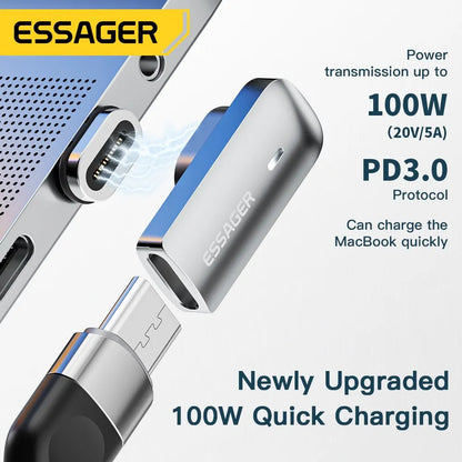 Adaptador Magnético USB-C Essager PD 100W - Carregamento Rápido e Sincronização de Dados 20Gbps