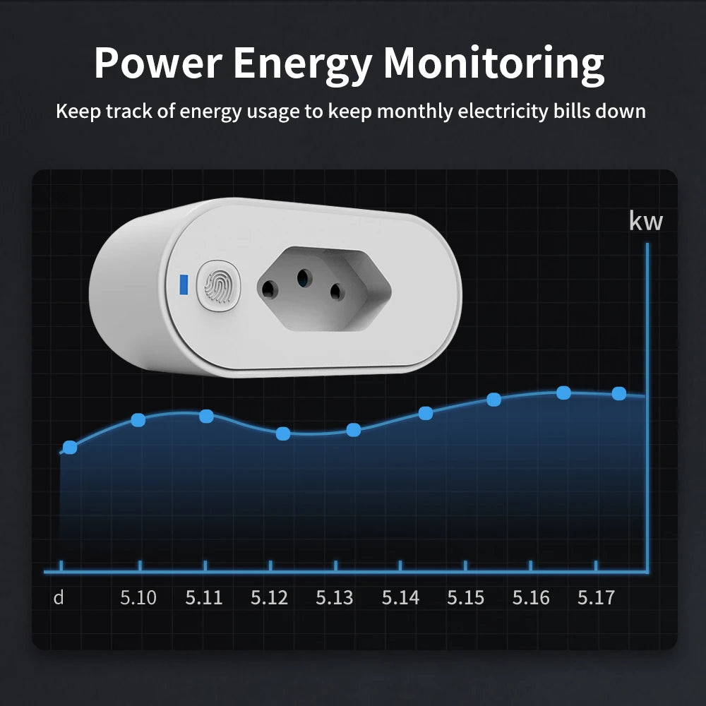 Adaptador TNCE Tuya Brasil 16/20A - Tomada Inteligente com Monitoramento de Energia