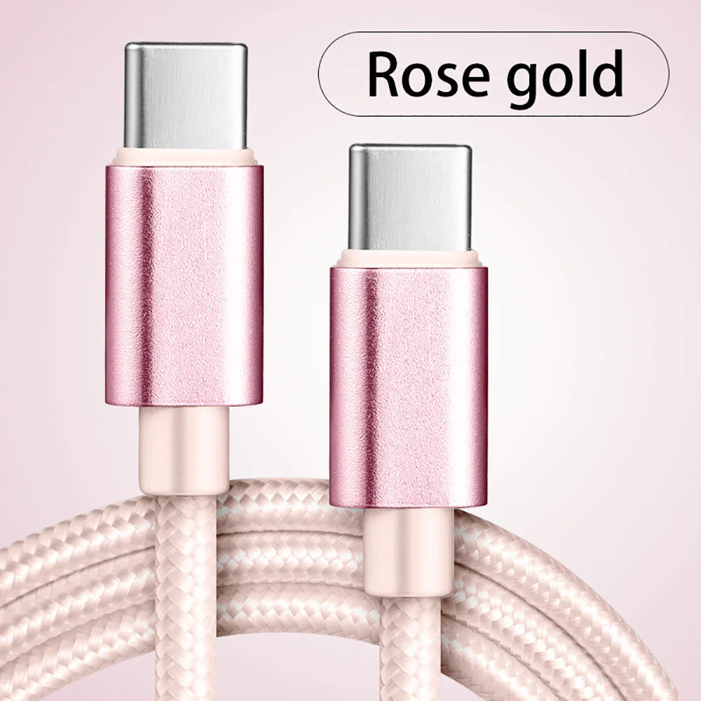 Cabo USB-C para USB-C Trançado em Nylon 66W - Carregamento Rápido