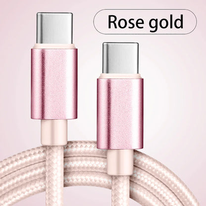 Cabo USB-C para USB-C Trançado em Nylon 66W - Carregamento Rápido