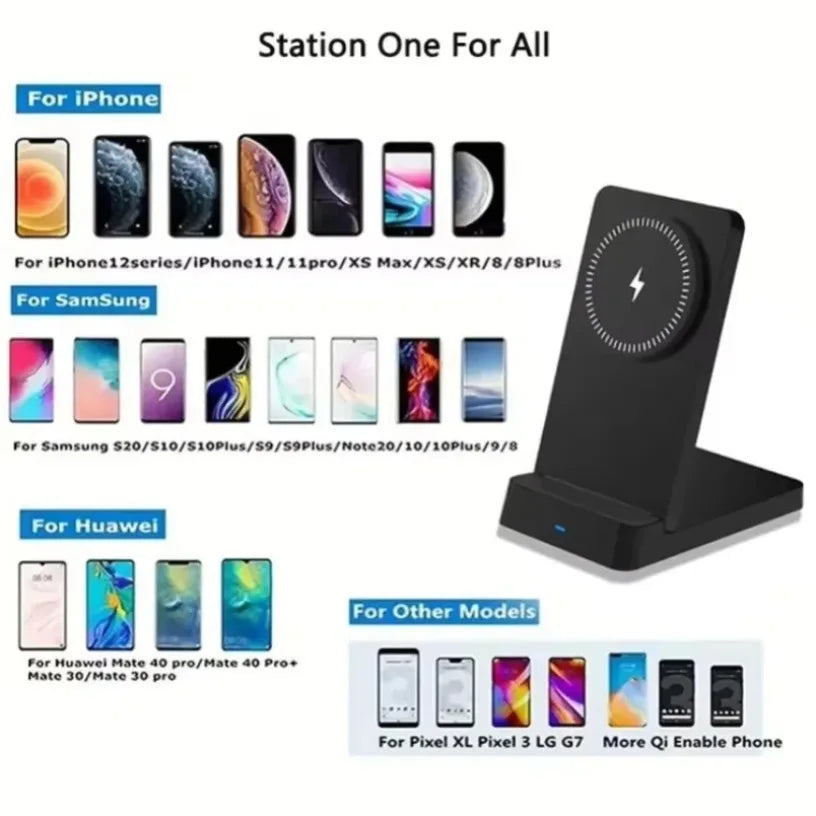 Estação de Carregamento Rápido Magnética 15W - Suporte de Mesa para iPhone com MagSafe