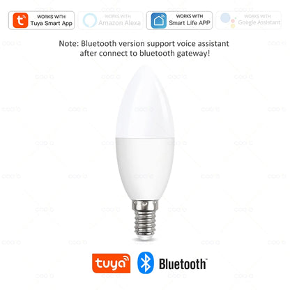 Lâmpada Inteligente Tuya Wifi E14 com Controle pelo App - LED RGB+CW Dimerizável